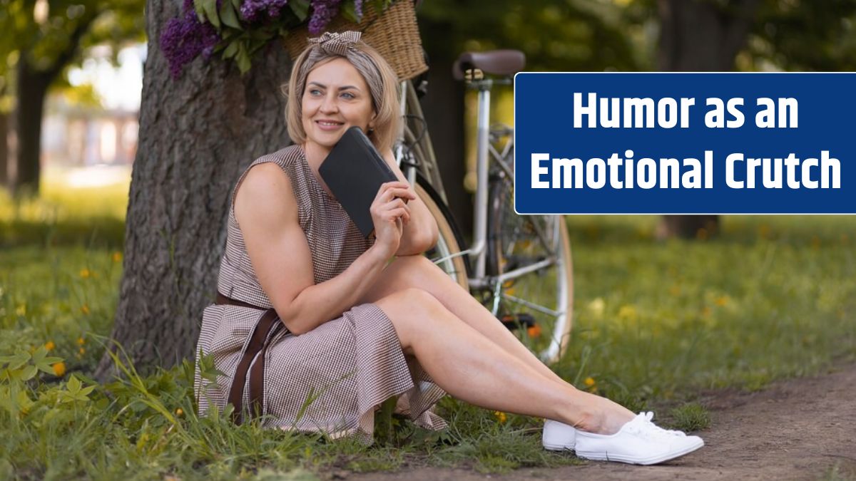 Full shot smiley woman sitting on grass.